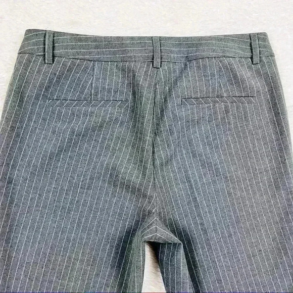 Adrienne Vittadini Gray Rayon Pin Stripe Flat Front Fitted Slim Ankle Pants (6) - Picture 8 of 14